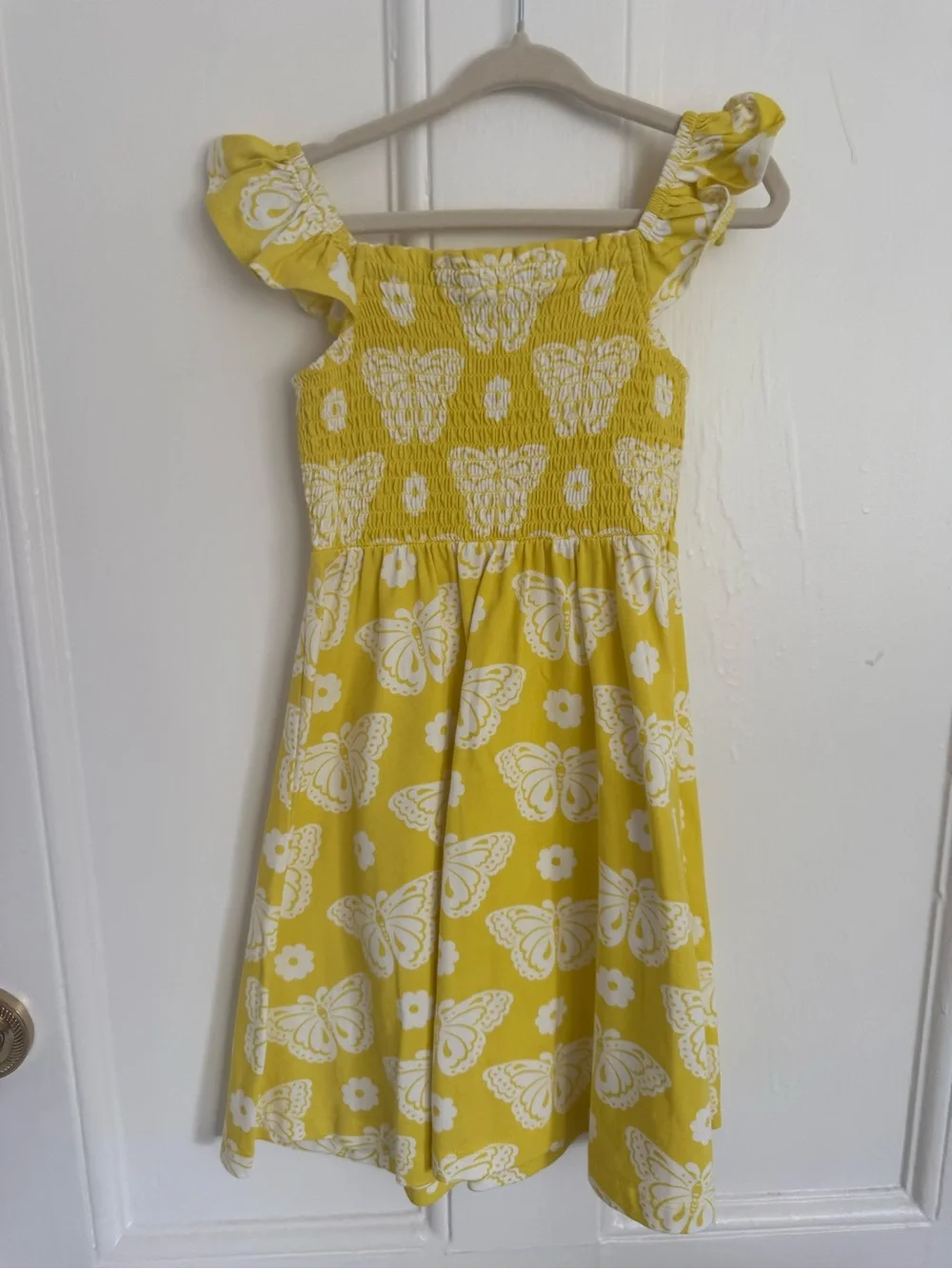 Mini Boden Yellow Butterfly Smocked Sundress